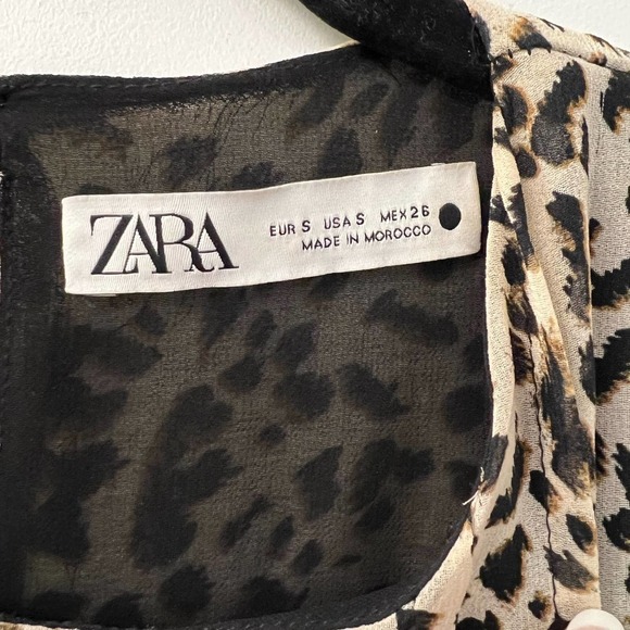ZARA NWOT Cheetah Print Pleated Maxi Dress Size Small - Picture 8 of 8